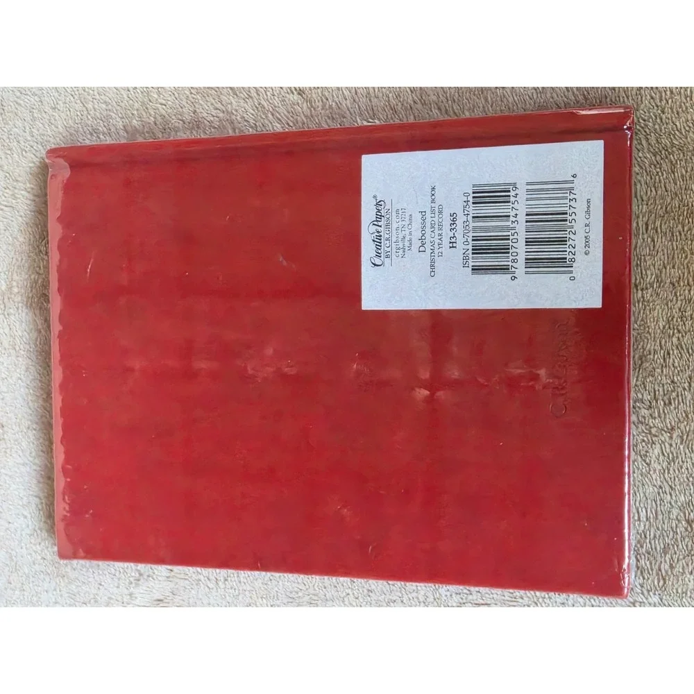 C.R. Gibson Christmas Card List Book 12 Year Record Red Debossed H3-3365 New